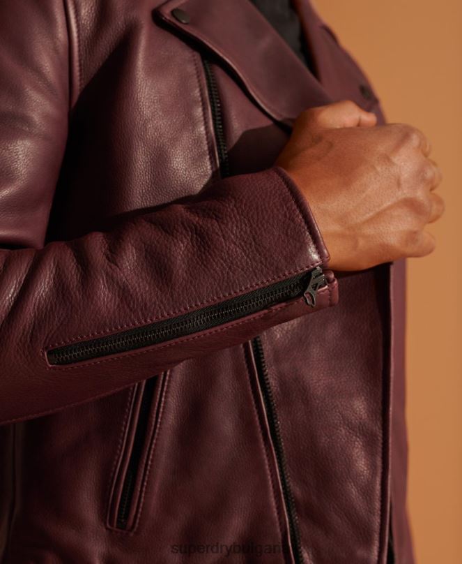 Superdry облекло N00H4725 лилаво мъже кожено мотоциклетско яке