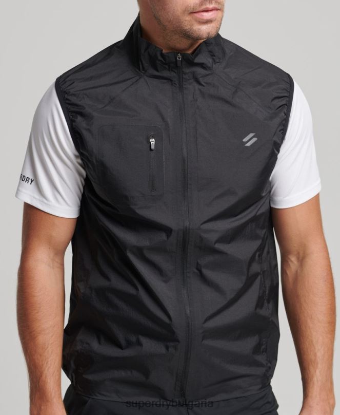 Superdry облекло N00H4726 черен мъже run lightweight wind gilet