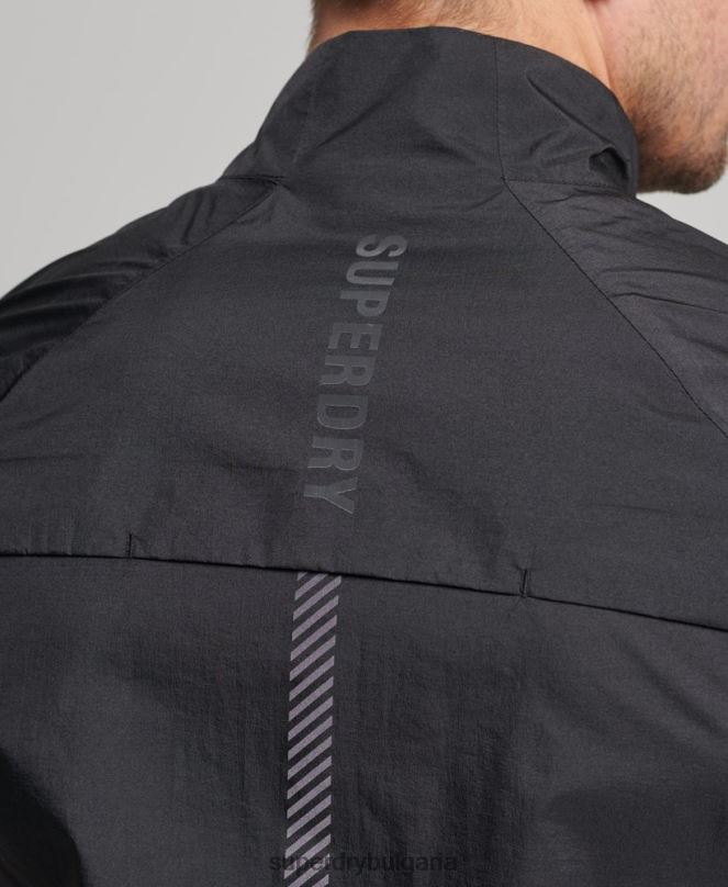 Superdry облекло N00H4726 черен мъже run lightweight wind gilet