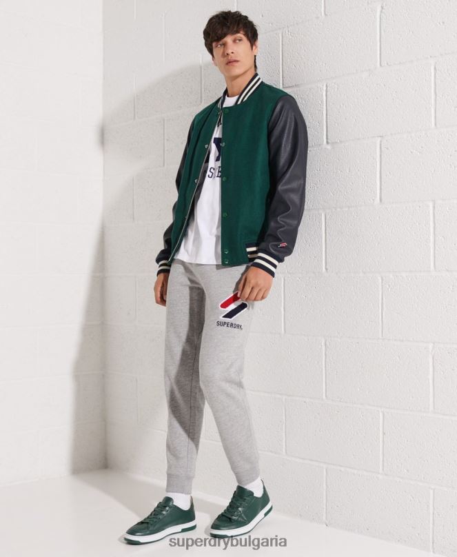 Superdry облекло N00H4728 зелено мъже вълнено университетско бейзболно яке