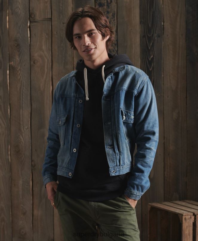 Superdry облекло N00H4733 син мъже ограничено издание сухо японско работническо яке