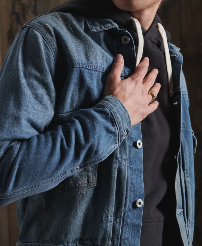 Superdry облекло N00H4733 син мъже ограничено издание сухо японско работническо яке