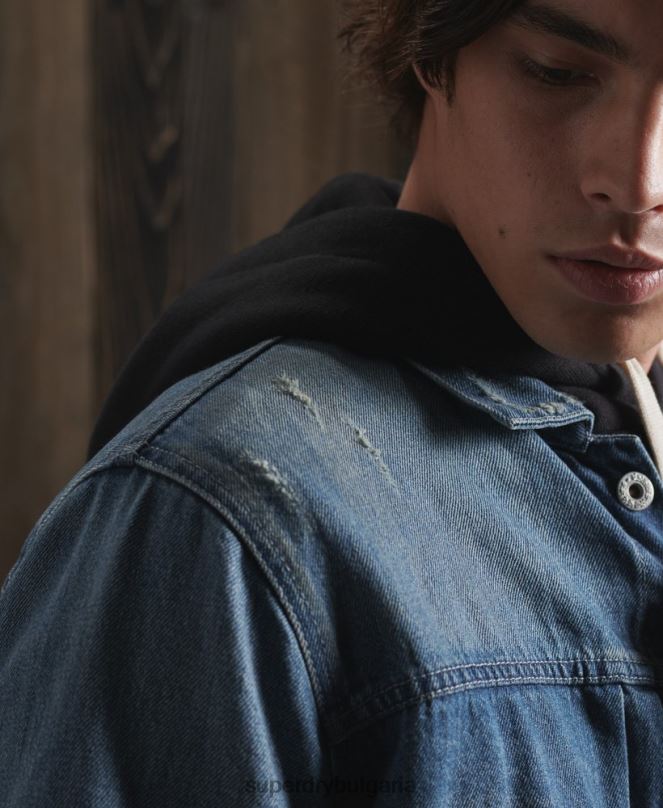 Superdry облекло N00H4733 син мъже ограничено издание сухо японско работническо яке
