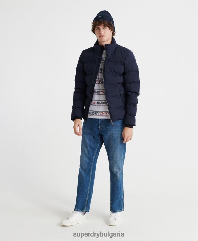 Superdry облекло N00H4735 военноморски флот мъже върховно яке с юрган с радар