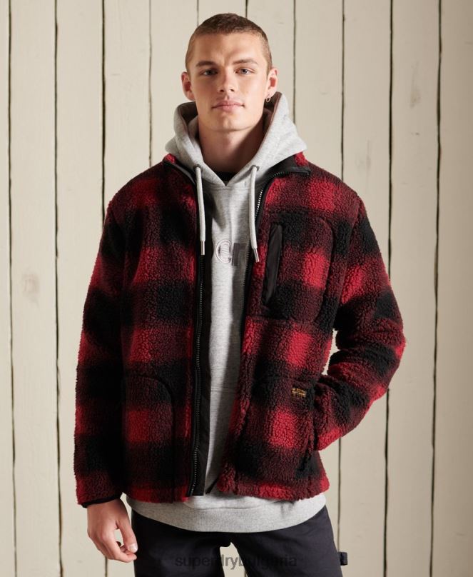Superdry облекло N00H4744 червен мъже яке за работно облекло шерпа