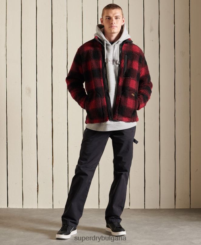 Superdry облекло N00H4744 червен мъже яке за работно облекло шерпа