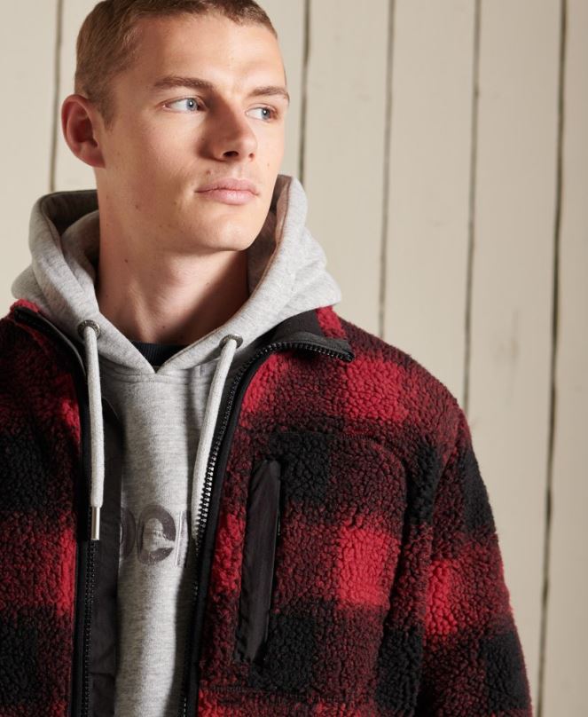 Superdry облекло N00H4744 червен мъже яке за работно облекло шерпа