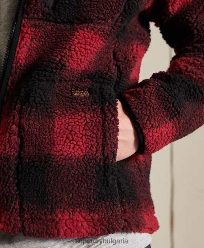 Superdry облекло N00H4744 червен мъже яке за работно облекло шерпа