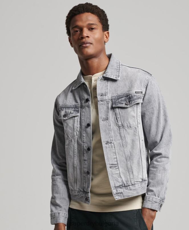 Superdry облекло N00H4745 сиво мъже яке за шофьор на камион