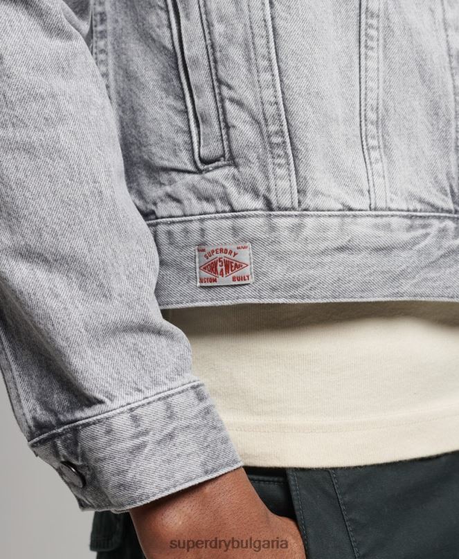 Superdry облекло N00H4745 сиво мъже яке за шофьор на камион