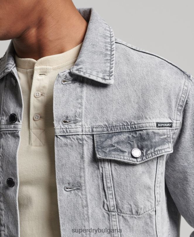 Superdry облекло N00H4745 сиво мъже яке за шофьор на камион