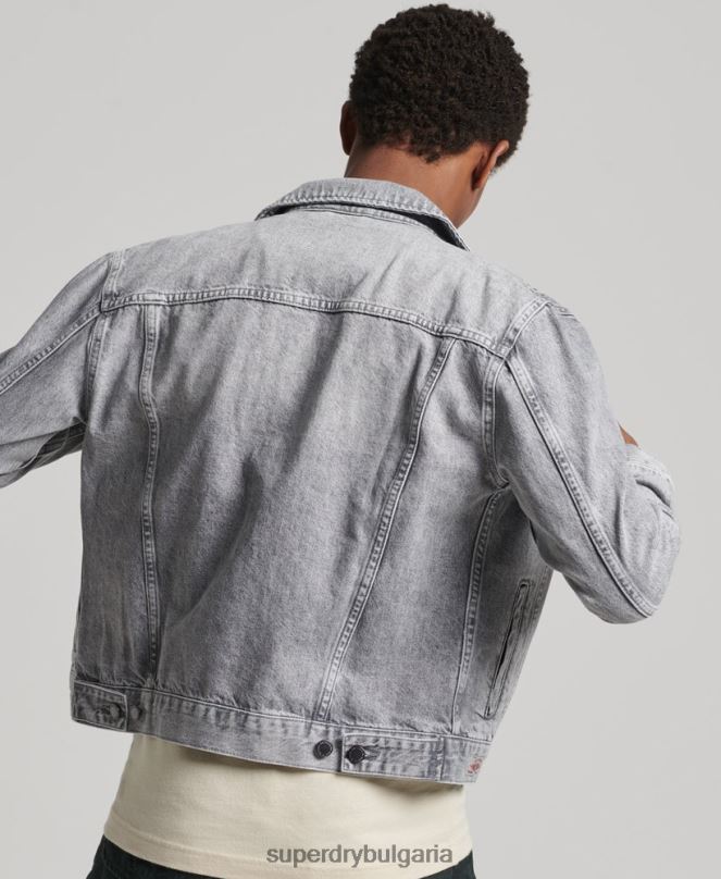 Superdry облекло N00H4745 сиво мъже яке за шофьор на камион