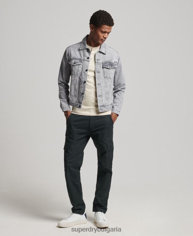 Superdry облекло N00H4745 сиво мъже яке за шофьор на камион