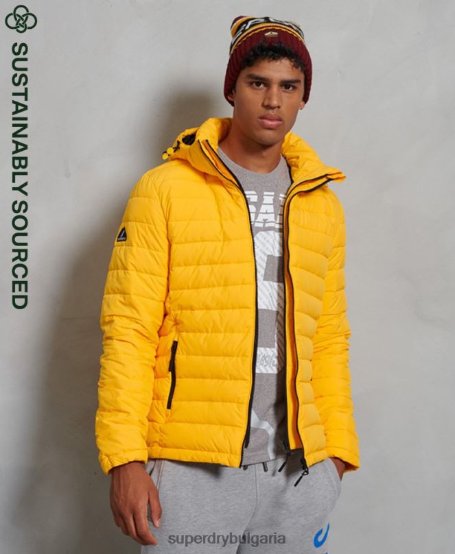 Superdry облекло N00H4748 жълто мъже яке fuji с качулка