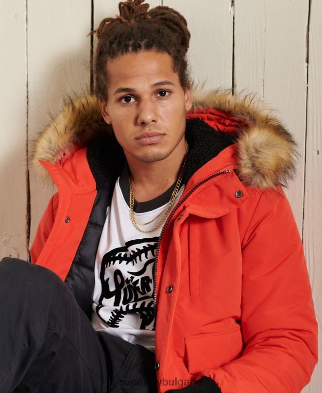 Superdry облекло N00H4749 оранжево мъже бомбър яке Everest
