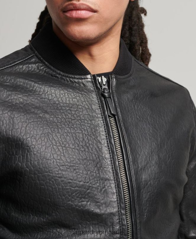 Superdry облекло N00H4753 черен мъже кожено бомбър яке