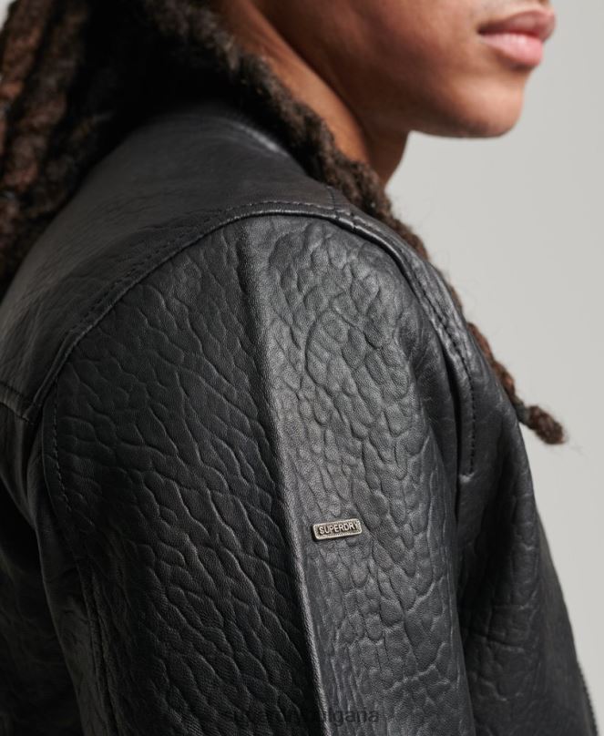 Superdry облекло N00H4753 черен мъже кожено бомбър яке