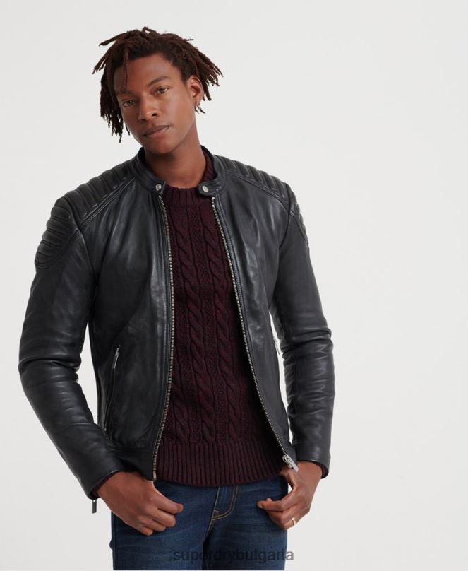 Superdry облекло N00H4758 черен мъже кожено състезателно яке city hero