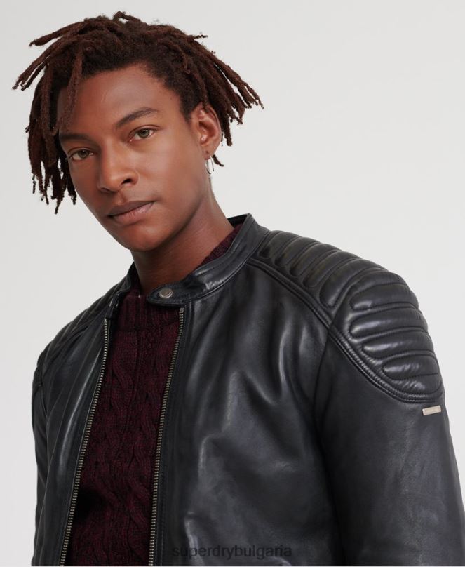 Superdry облекло N00H4758 черен мъже кожено състезателно яке city hero