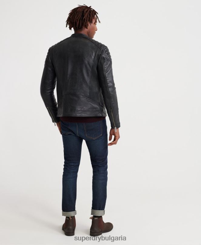 Superdry облекло N00H4758 черен мъже кожено състезателно яке city hero