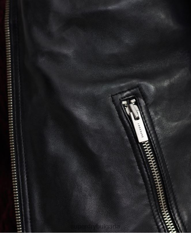 Superdry облекло N00H4758 черен мъже кожено състезателно яке city hero