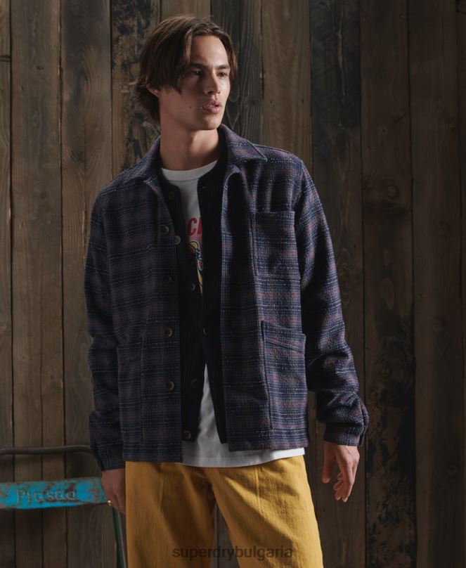 Superdry облекло N00H4761 син мъже ограничено издание сухо вълнено яке