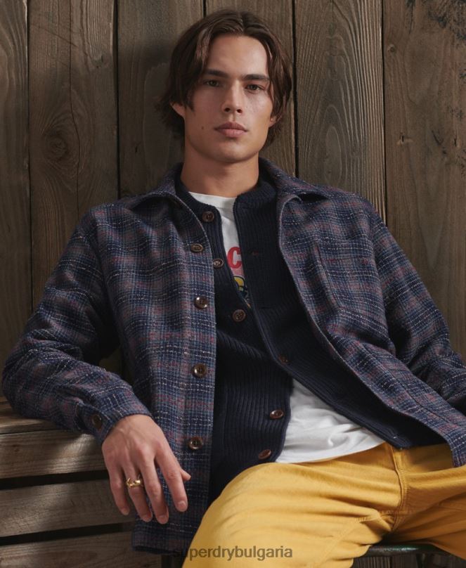 Superdry облекло N00H4761 син мъже ограничено издание сухо вълнено яке