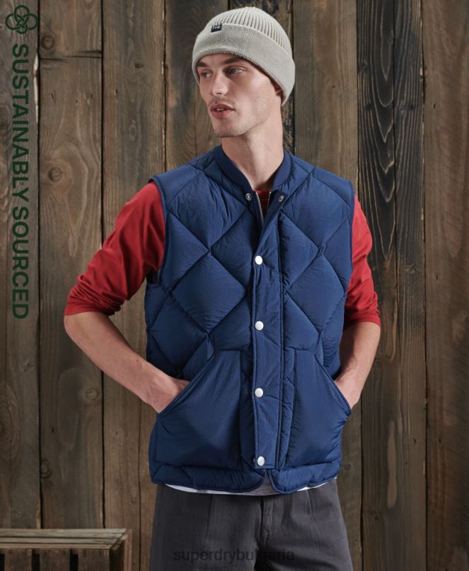 Superdry облекло N00H4765 син мъже лимитирана серия суха жилетка с патешки пух