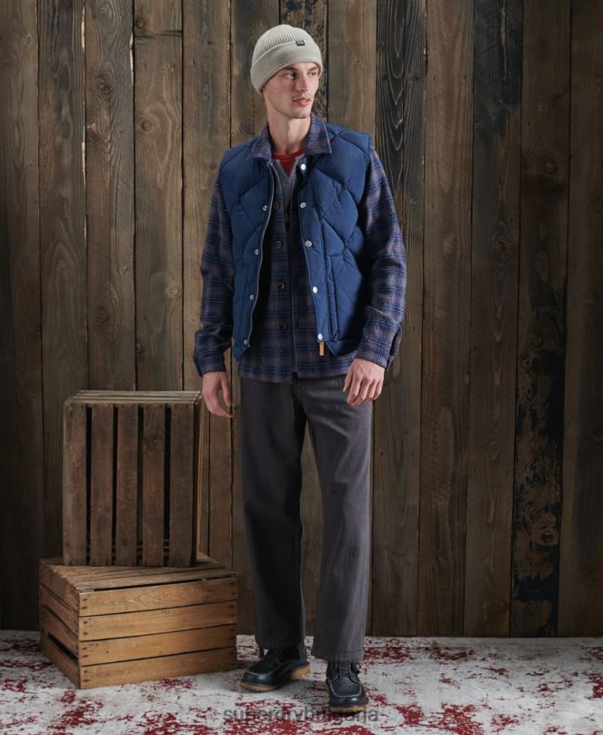 Superdry облекло N00H4765 син мъже лимитирана серия суха жилетка с патешки пух