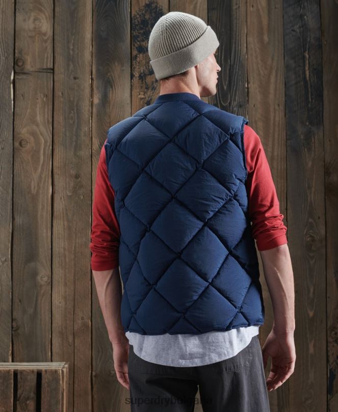 Superdry облекло N00H4765 син мъже лимитирана серия суха жилетка с патешки пух