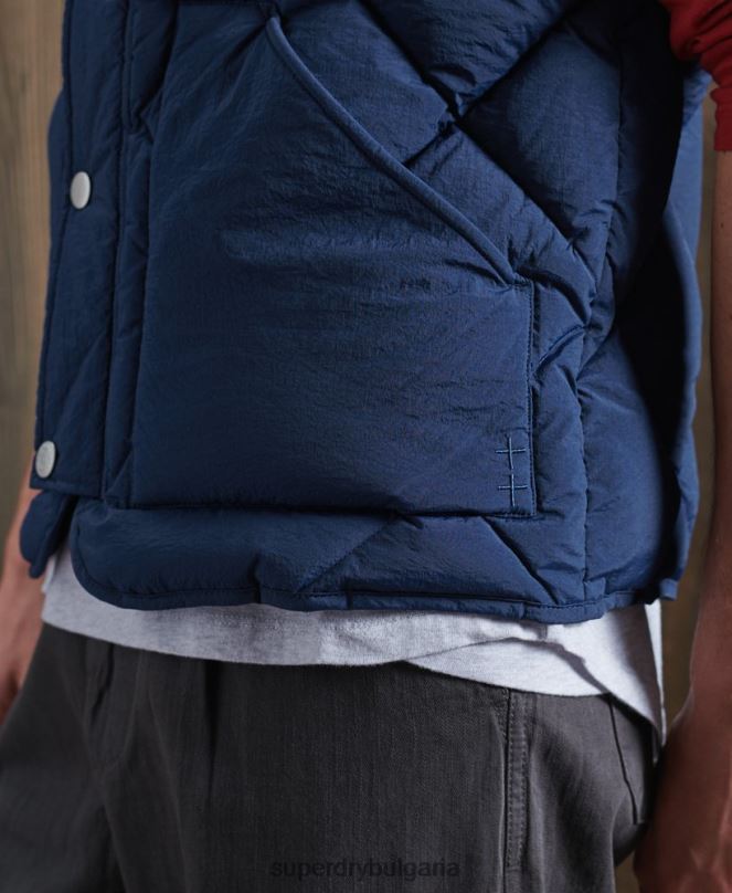 Superdry облекло N00H4765 син мъже лимитирана серия суха жилетка с патешки пух