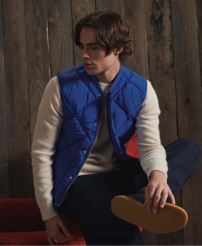 Superdry облекло N00H4766 син мъже лимитирана серия суха жилетка с патешки пух