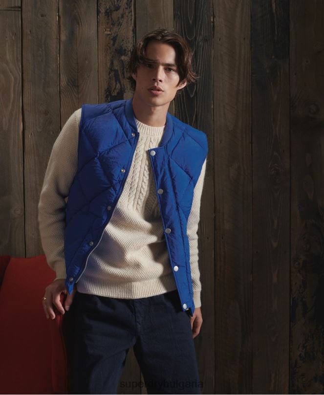 Superdry облекло N00H4766 син мъже лимитирана серия суха жилетка с патешки пух