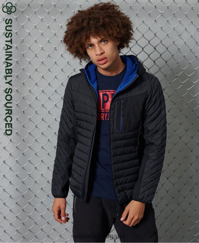 Superdry облекло N00H4774 черен мъже конвекционно ежедневно яке с качулка
