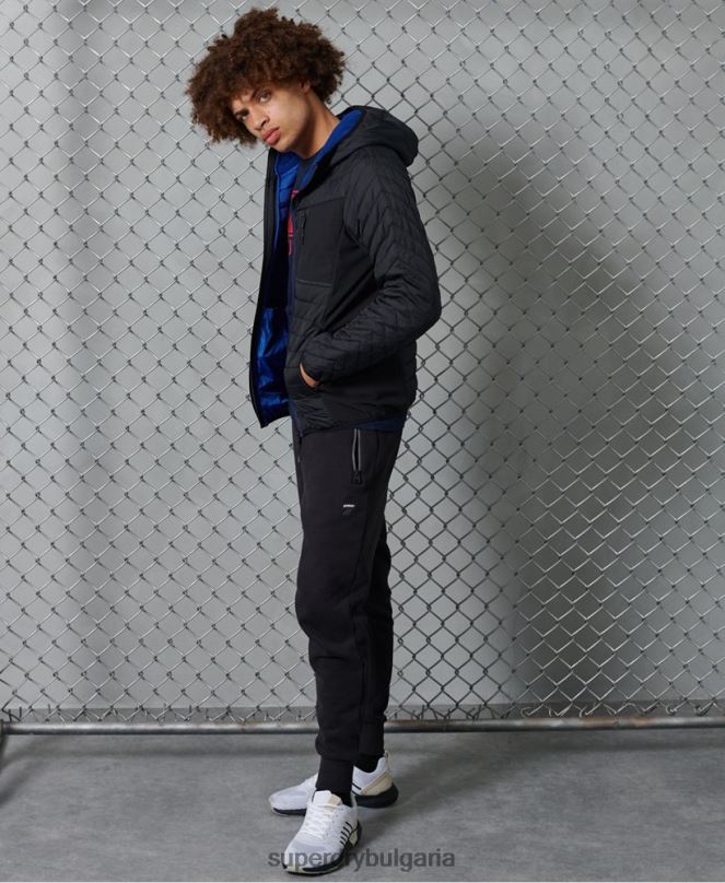 Superdry облекло N00H4774 черен мъже конвекционно ежедневно яке с качулка