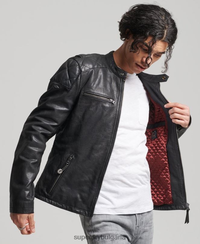 Superdry облекло N00H4776 черен мъже мото състезателно яке