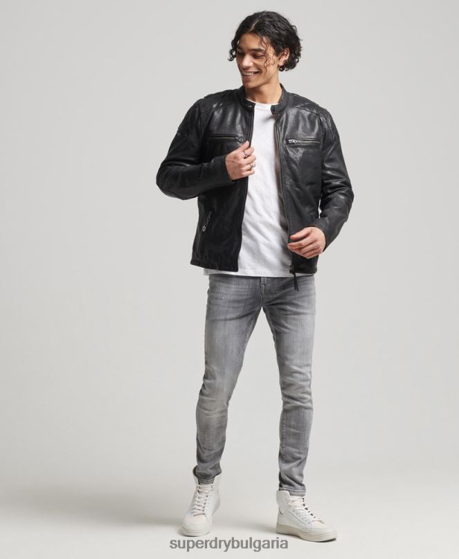 Superdry облекло N00H4776 черен мъже мото състезателно яке
