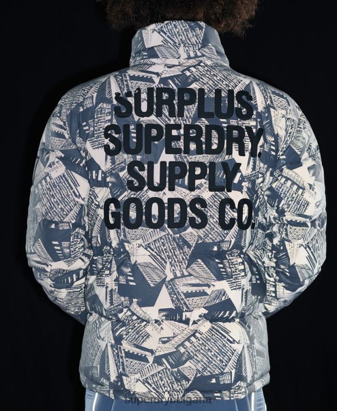 Superdry облекло N00H4780 тъмно сив мъже излишно отразяващо пухено яке