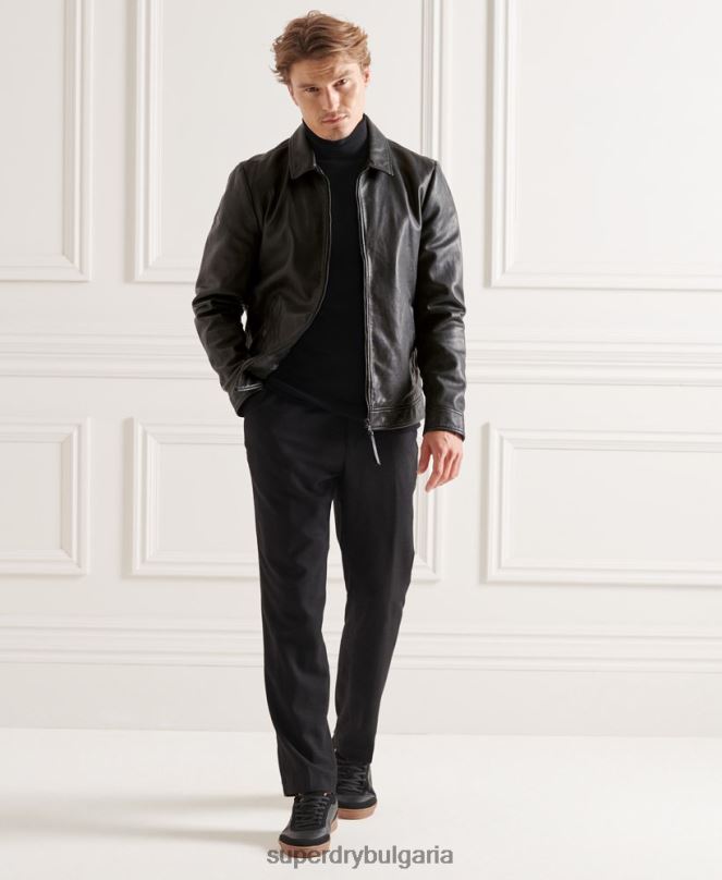 Superdry облекло N00H4781 черен мъже кожено яке studios coach
