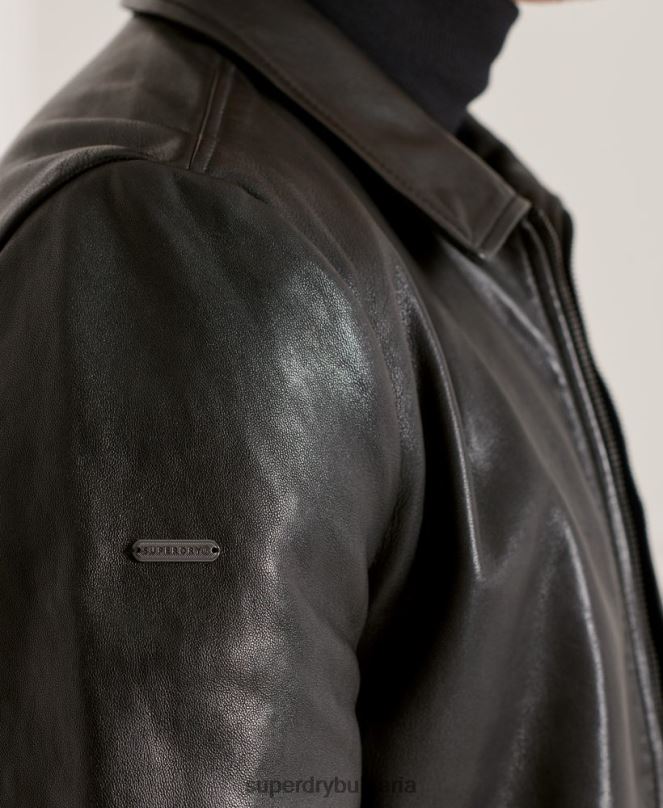 Superdry облекло N00H4781 черен мъже кожено яке studios coach