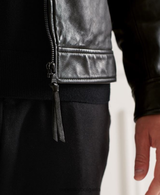 Superdry облекло N00H4781 черен мъже кожено яке studios coach