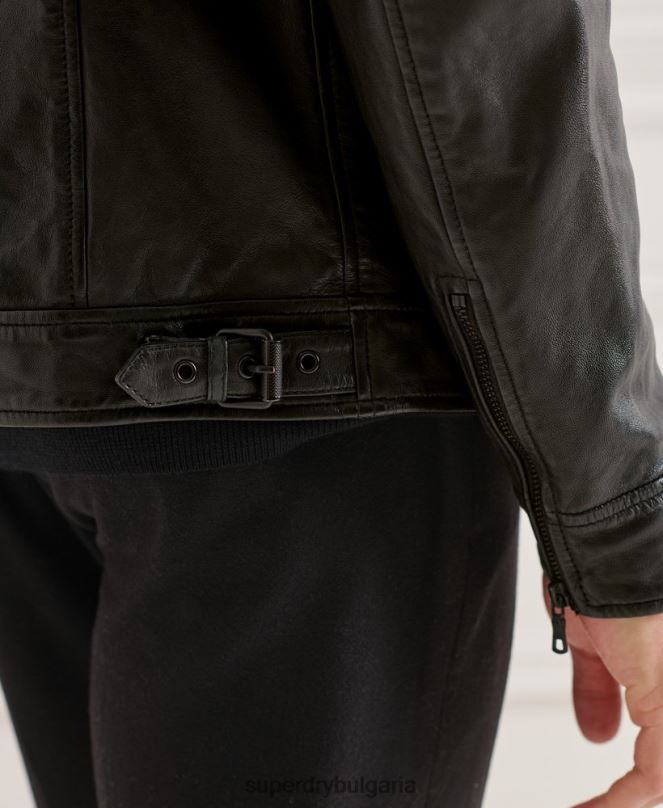 Superdry облекло N00H4781 черен мъже кожено яке studios coach