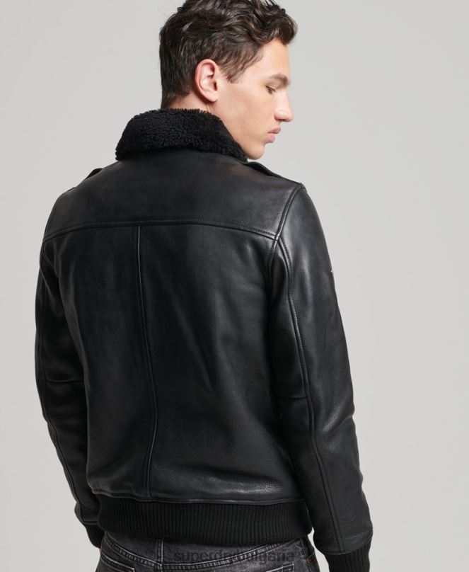 Superdry облекло N00H4782 черен мъже кожено авиаторско яке