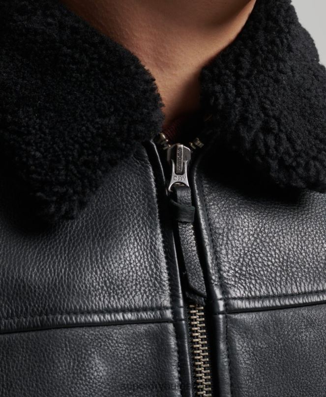 Superdry облекло N00H4782 черен мъже кожено авиаторско яке