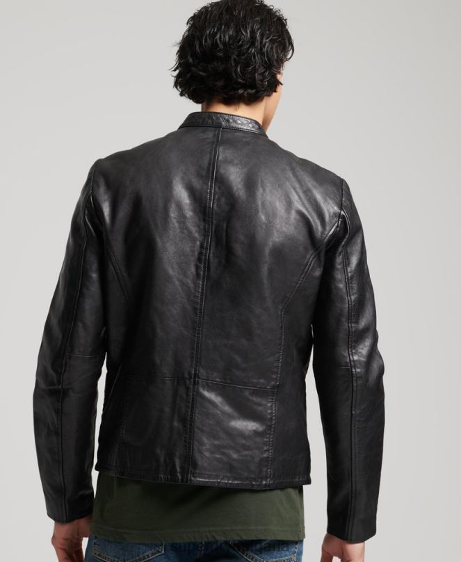 Superdry облекло N00H4783 черен мъже кожено спортно състезателно яке