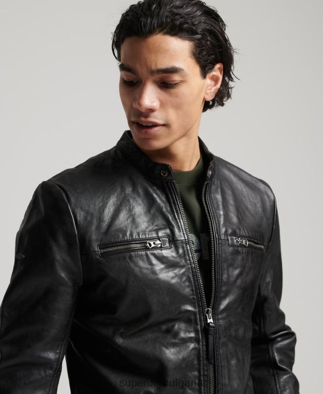 Superdry облекло N00H4783 черен мъже кожено спортно състезателно яке
