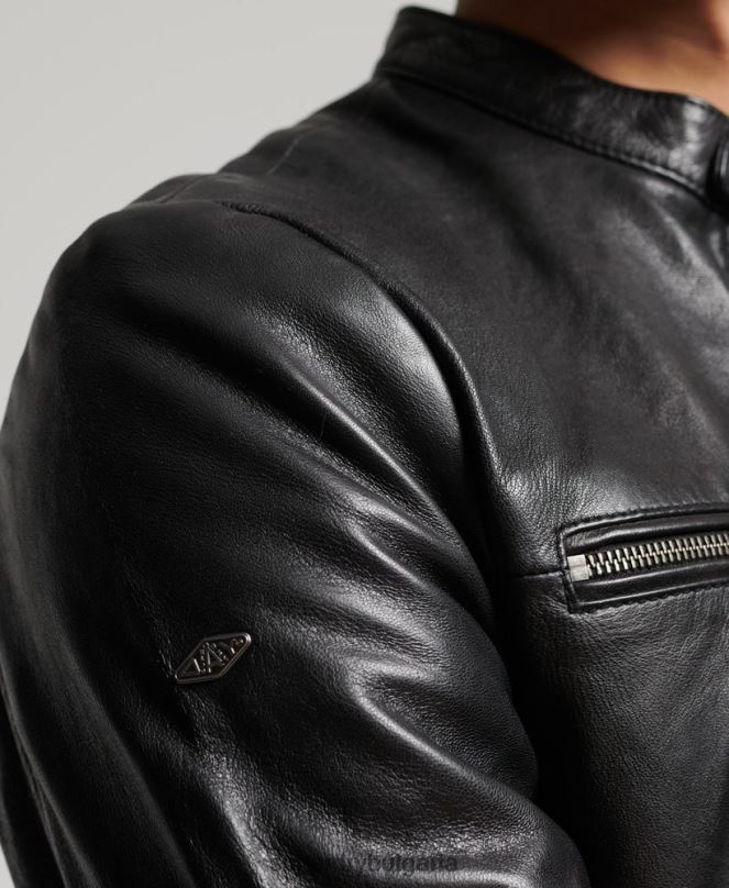 Superdry облекло N00H4783 черен мъже кожено спортно състезателно яке