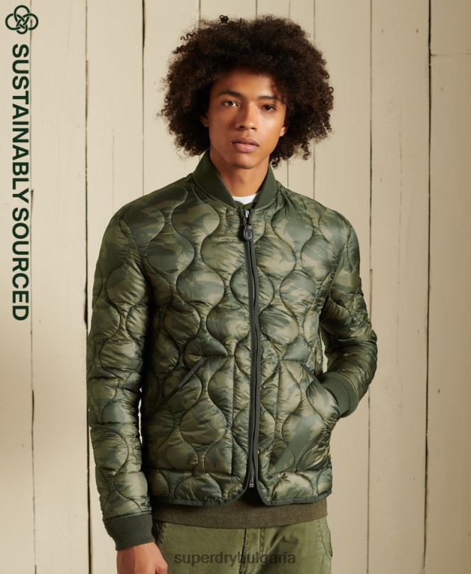 Superdry облекло N00H4785 зелено мъже лайнер бомбър яке