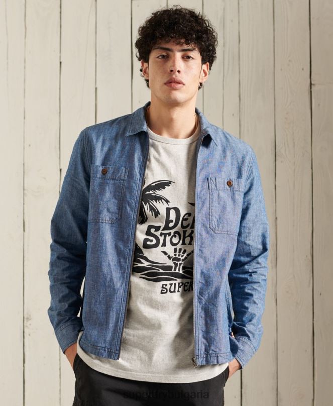 Superdry облекло N00H4786 син мъже тениска shorebreak