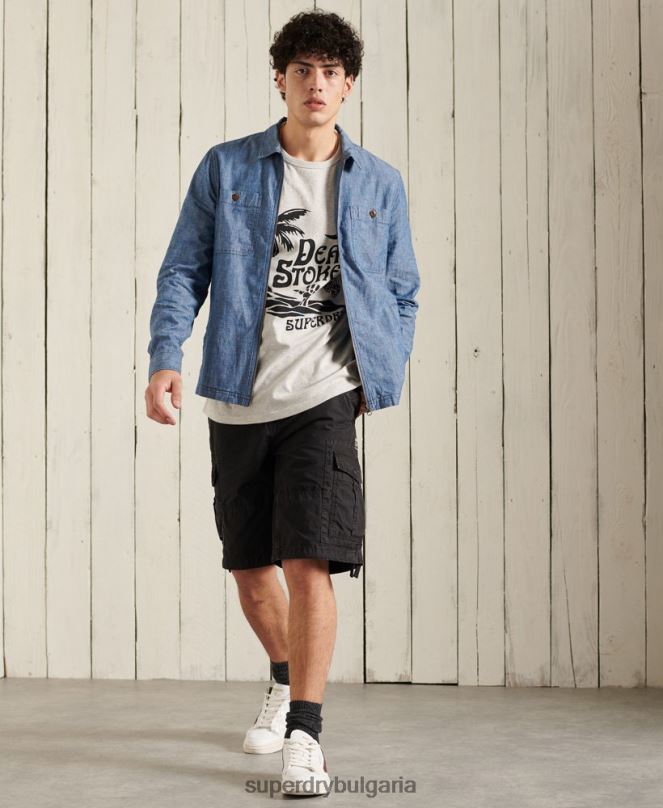 Superdry облекло N00H4786 син мъже тениска shorebreak